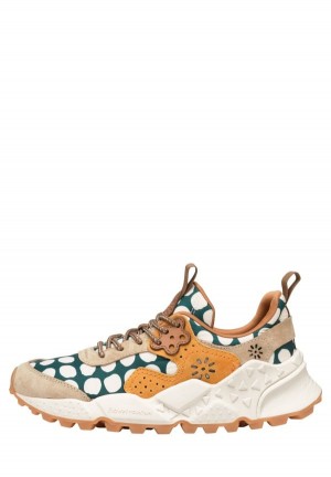 Beige Green Flower Mountain Kotetsu Women's Sneakers | DOU2071TV