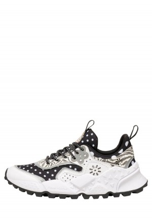 Black White Flower Mountain Kotetsu Women's Sneakers | HWR932QO