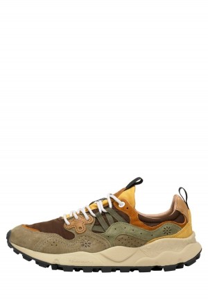 Brown Grey Flower Mountain Yamano 3 Men's Sneakers | LBG1973XO