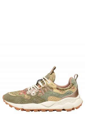 Green Beige Flower Mountain Yamano 3 Women's Sneakers | VNA631EQ