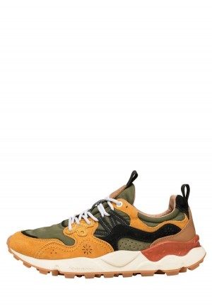 Orange Green Flower Mountain Yamano 3 Men's Sneakers | JSC8323SB