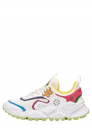 White Fuchsia Flower Mountain Kotetsu Women's Sneakers | PIO9428TL