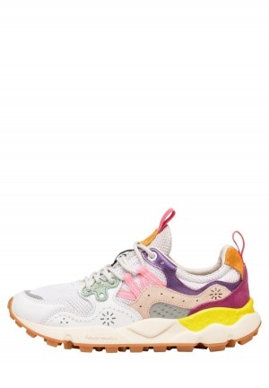 White Purple Flower Mountain Yamano 3 Women's Sneakers | GVH1439KL