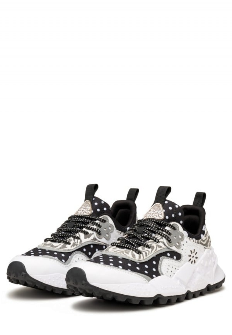 Black White Flower Mountain Kotetsu Women's Sneakers | HWR932QO