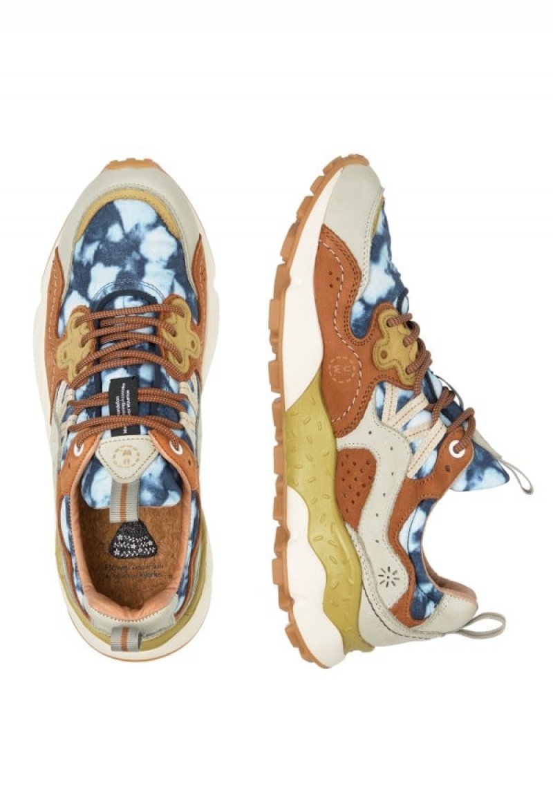 Blue Brown Flower Mountain Yamano 3 Uni Uw Women's Sneakers | TTJ8327IQ