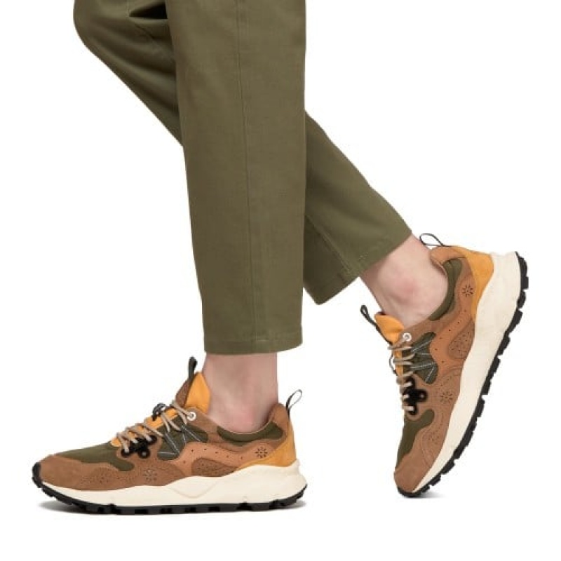 Brown Flower Mountain Yamano 3 Men's Sneakers | UPI309PE