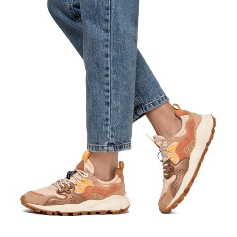 Brown Flower Mountain Yamano 3 Women's Sneakers | AJV865PM