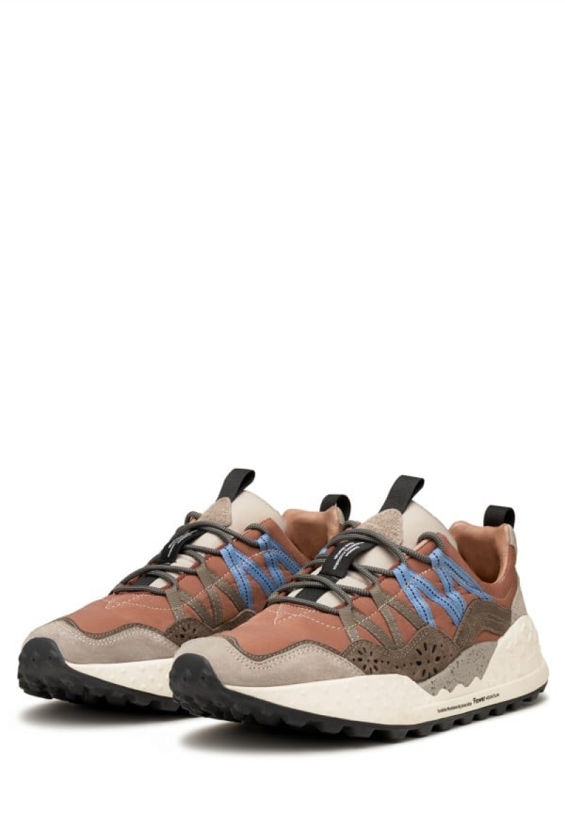 Brown Grey Flower Mountain Washi Men's Sneakers | YAU691YI