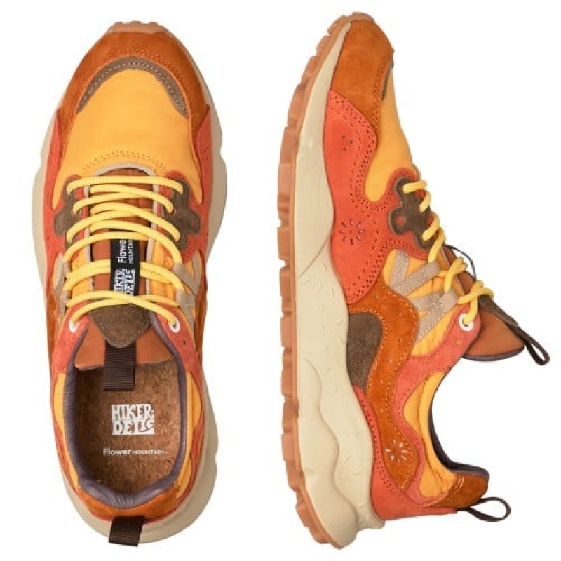 Brown Orange Flower Mountain Yamano 3 Hkdelic Men's Sneakers | SJG9087SH