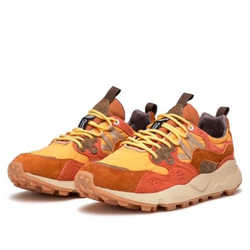 Brown Orange Flower Mountain Yamano 3 Hkdelic Men's Sneakers | SJG9087SH