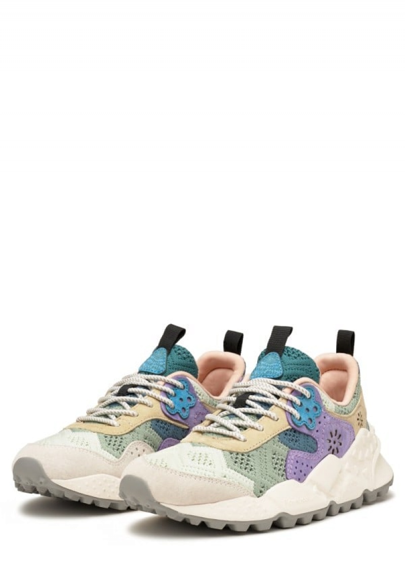 Light Blue Grey Flower Mountain Kotetsu Women's Sneakers | RLM4376IP