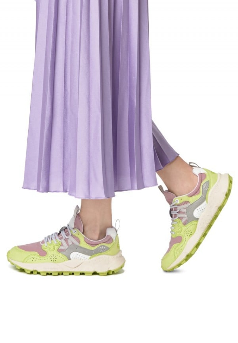 Light Green Purple Flower Mountain Yamano 3 Women's Sneakers | JOC2120QA