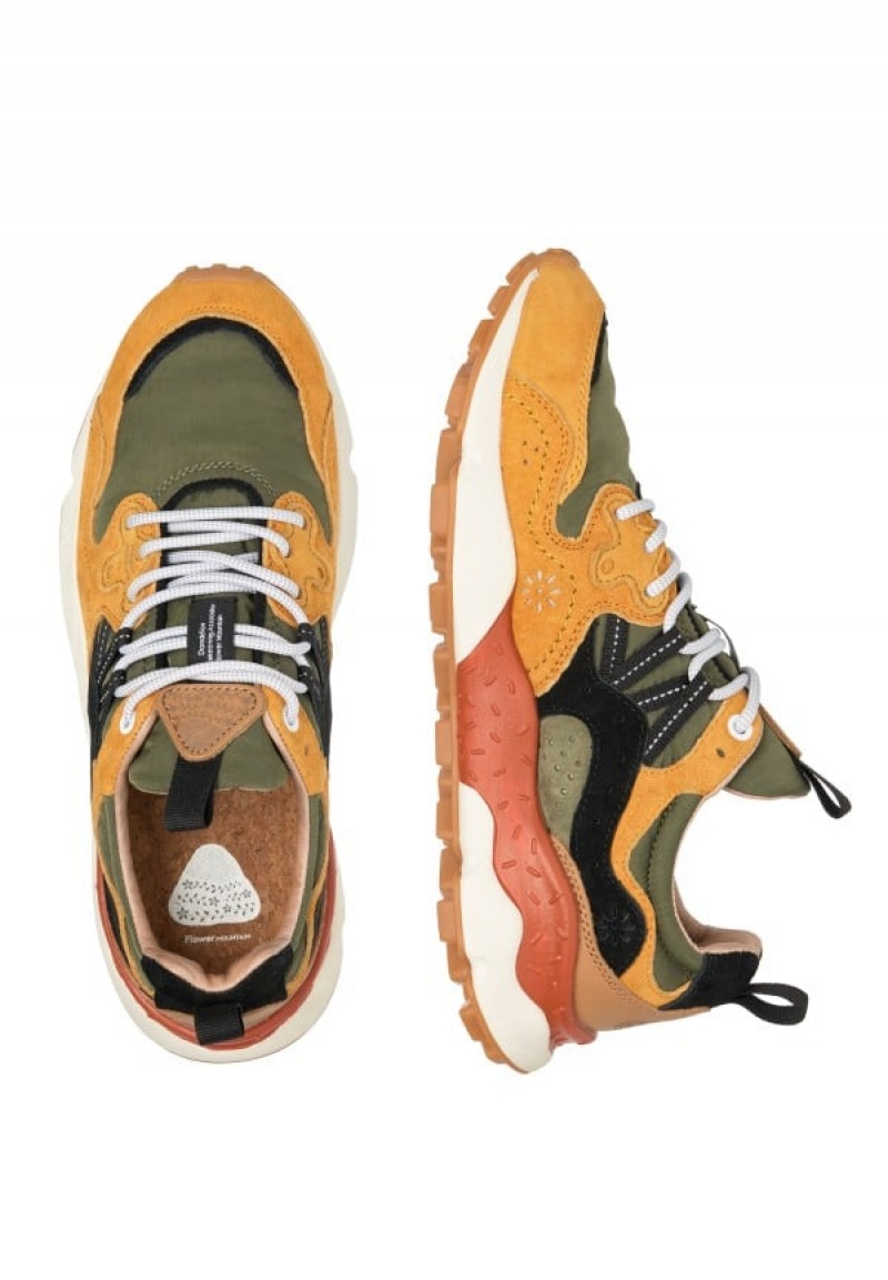 Orange Green Flower Mountain Yamano 3 Men's Sneakers | JSC8323SB