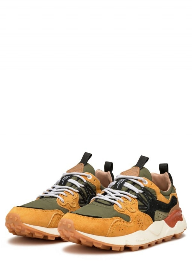 Orange Green Flower Mountain Yamano 3 Men's Sneakers | JSC8323SB