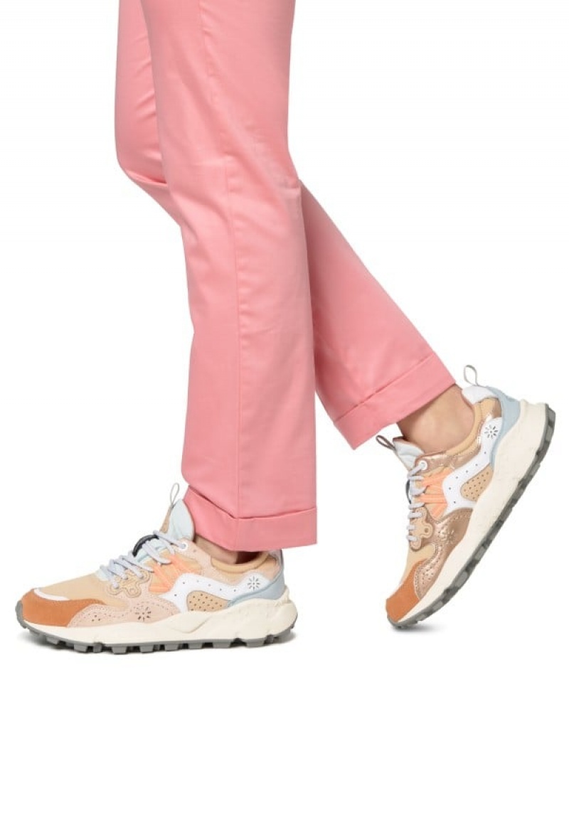 Pink Beige Flower Mountain Yamano 3 Women's Sneakers | BAB6972KB