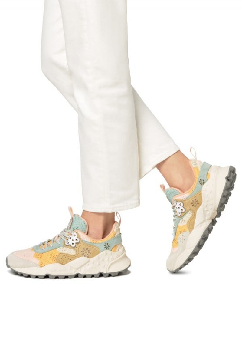 Pink Grey Flower Mountain Kotetsu Women's Sneakers | OCG4689VS