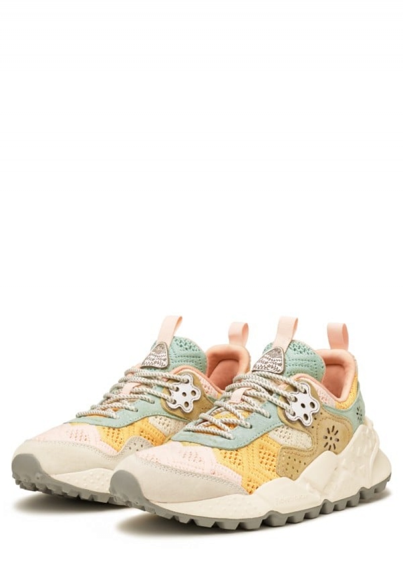 Pink Grey Flower Mountain Kotetsu Women's Sneakers | OCG4689VS