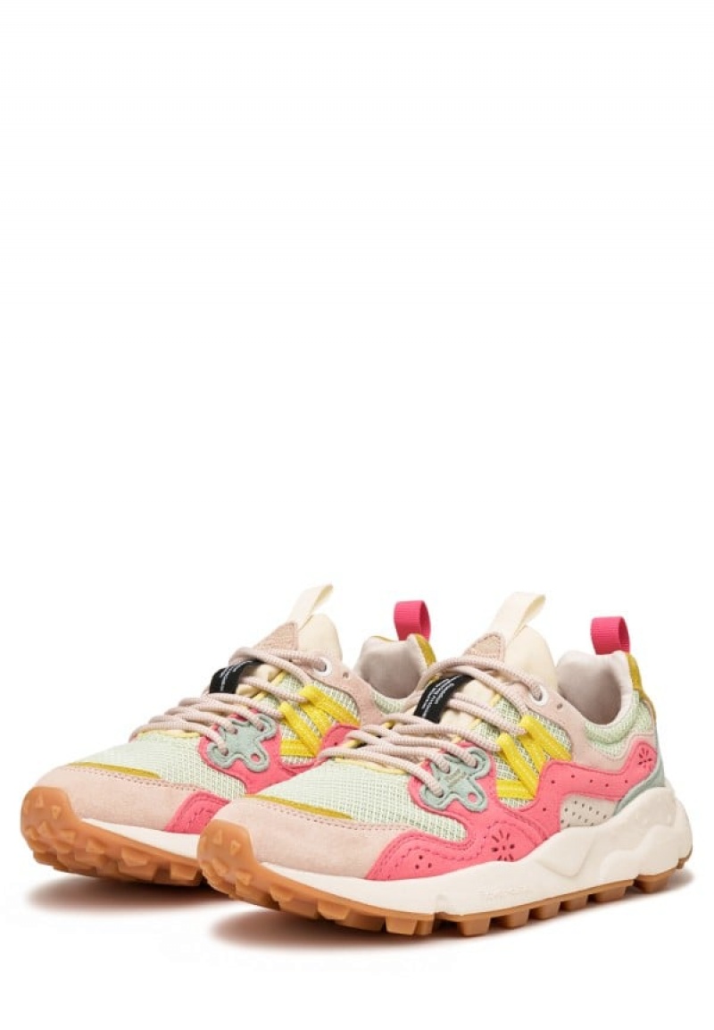 Pink Turquoise Flower Mountain Yamano 3 Women's Sneakers | GVJ7770XM