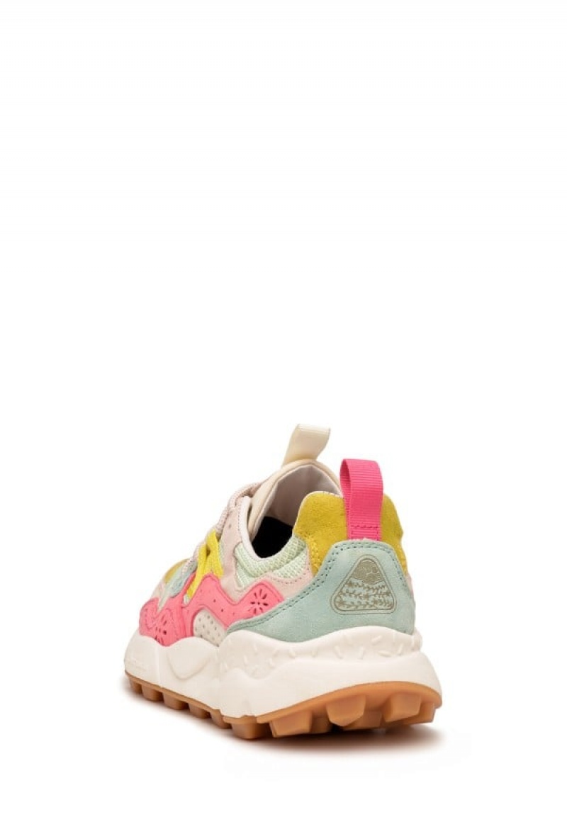 Pink Turquoise Flower Mountain Yamano 3 Women's Sneakers | GVJ7770XM