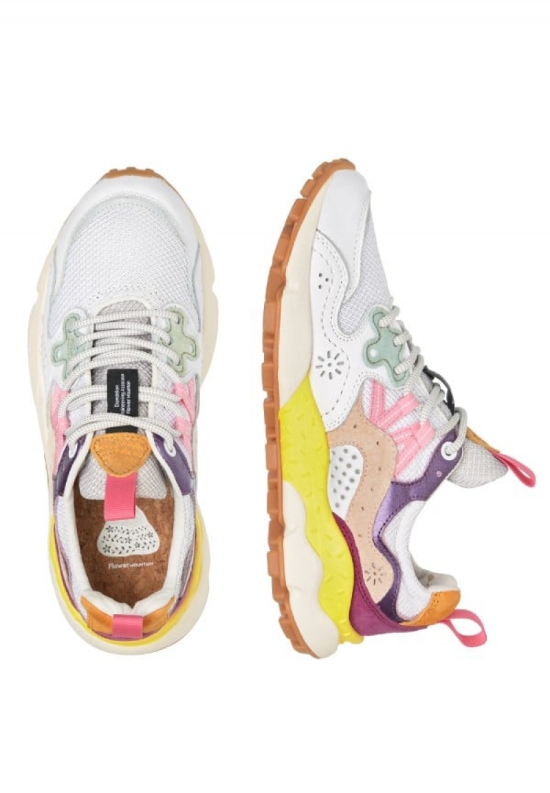 White Purple Flower Mountain Yamano 3 Women's Sneakers | GVH1439KL